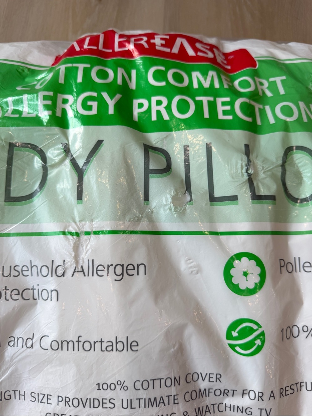 Allerease Cotton Comfort Allergy Protection Body Pillow, New - Picture 4 of 6